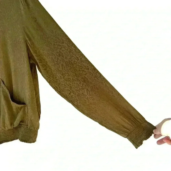 MAEVE Anthropologie Gold Brown Silky Leopard Light Bomber Jacket Size Small - Picture 6 of 10